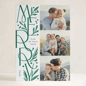 "Merry Letter Stack" - Letterpress Holiday Cards in Pine by Alethea and Ruth - Front
