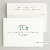 "Merry Letter Stack" - Letterpress Holiday Cards in Pine by Alethea and Ruth - FREE Recipient Addressing