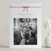 "With a bow" - Letterpress Holiday Cards in Peppermint by AK Graphics - Front