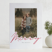 "merry in red" - Letterpress Holiday Cards in Snow by Angela Garrick - Front