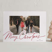 "Pen Scripted" - Letterpress Holiday Cards in Holly Berry by Everett Paper Goods - Front