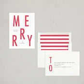 "Big Merry" - Letterpress Holiday Cards in Candy Cane by Baumbirdy - Assembled