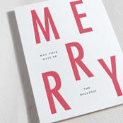"Big Merry" - Letterpress Holiday Cards in Candy Cane by Baumbirdy - Detail