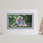 "Swiss Dot" - Letterpress Holiday Cards in Denim by Wildfield Paper Co - Front
