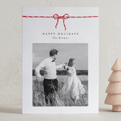 "With a bow" - Letterpress Holiday Cards in Peppermint by AK Graphics - Front