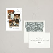 "Leafy Corners" - Letterpress Holiday Cards in Grass by Alethea and Ruth - Assembled