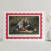 "scallop edge" - Letterpress Holiday Cards in Crimson by Sara Hicks Malone - Front