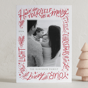"Merry Little Christmas" - Letterpress Holiday Cards in Berry by Wildfield Paper Co - Front