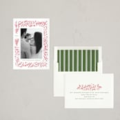 "Merry Little Christmas" - Letterpress Holiday Cards in Berry by Wildfield Paper Co - Assembled