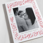"Merry Little Christmas" - Letterpress Holiday Cards in Berry by Wildfield Paper Co - Detail