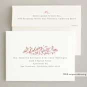 "Merry Little Christmas" - Letterpress Holiday Cards in Berry by Wildfield Paper Co - FREE Recipient Addressing