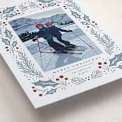 "Holly Berry Wreath" - Letterpress Holiday Cards in Holly Berry by Wildfield Paper Co - Detail