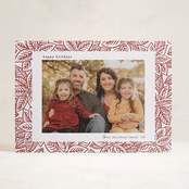 "Line Art Poinsettias" - Letterpress Holiday Cards in Merlot by Sarah Renee - Front