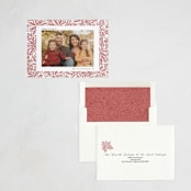 "Line Art Poinsettias" - Letterpress Holiday Cards in Merlot by Sarah Renee - Assembled