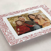 "Line Art Poinsettias" - Letterpress Holiday Cards in Merlot by Sarah Renee - Detail