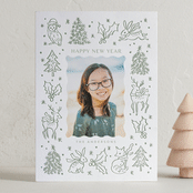 "Magical Christmas" - Letterpress Holiday Cards in Mint by Cass Loh - Front