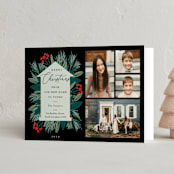 "Merry Home" - Holiday Cards in Charcoal by Oma N. Ramkhelawan - Folded Card