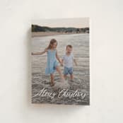 "Scripted Merry Christmas" - Holiday Cards in Snow by Kelly Schmidt - Folded Card