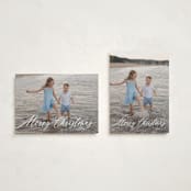 "Scripted Merry Christmas" - Holiday Cards in Snow by Kelly Schmidt - Photo Orientation Options