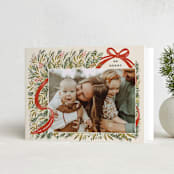 "Red Ribbon" - Holiday Cards in Ivory by iamtanya - Folded Card