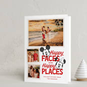 "Disney Mickey Mouse Happy Places" - Holiday Cards in Cherry by Jill Means - Folded Card