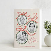 "baubles and bows" - Holiday Cards in Candy Cane by Paper Sun Studio - Folded Card