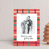 "Colorful Holiday Plaid" - Holiday Cards in Candy Apple by Ampersand Design Studio - Front