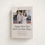 "New Here" - Holiday Cards in Champagne by Shari Margolin - Folded Card