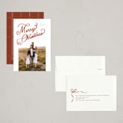 "Ribbon Letters" - Holiday Cards in Peppermint by taylorVdesign - Assembled