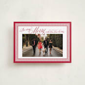 "Merry Striped Frame" - Holiday Cards in Ruby by Alston Foster - Front