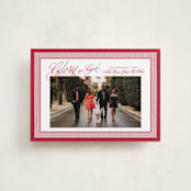 "Merry Striped Frame" - Holiday Cards in Ruby by Alston Foster - Front