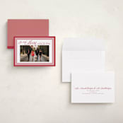 "Merry Striped Frame" - Holiday Cards in Ruby by Alston Foster - Assembled