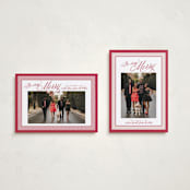 "Merry Striped Frame" - Holiday Cards in Ruby by Alston Foster - Photo Orientation Options