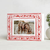 "Decorative Vintage Frame" - Holiday Cards in Candy Cane by Lucrecia Caporale - Folded Card