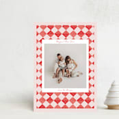 "Hand Painted Checkerboard" - Holiday Cards in Cherry by Michelle Harrick - Front