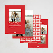 "Hand Painted Checkerboard" - Holiday Cards in Cherry by Michelle Harrick - Back of Card Options