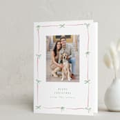 "Preppy Bow Border" - Holiday Cards in Candy by Susan Zinader - Folded Card