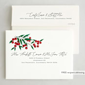 "Leafy Berries" - Holiday Cards in Charcoal by Alethea and Ruth - FREE Recipient Addressing