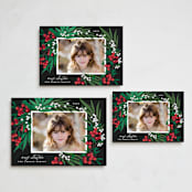 "Leafy Berries" - Holiday Cards in Charcoal by Alethea and Ruth - Formats Available
