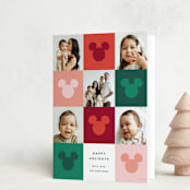 "Vibrant Disney Mickey" - Holiday Cards in Cranberry by Ellen Schlegelmilch - Folded Card