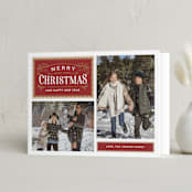 "Vintage Labels" - Holiday Cards in Cranberry by Jill Means - Folded Card