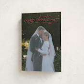 "Merry Christmas Script" - Holiday Cards in Holly Berry by Kristen Magee - Folded Card