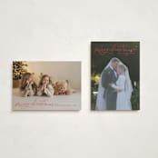 "Merry Christmas Script" - Holiday Cards in Holly Berry by Kristen Magee - Photo Orientation Options