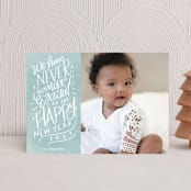 "More Excited" - Holiday Cards in Wintermint by Cindy Reynolds - Front