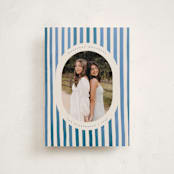 "Vintage Stripes" - Holiday Cards in Blue Jay by Teju Reval - Front