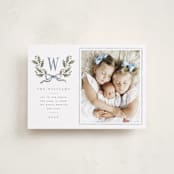 "Holly Monogram" - Holiday Cards in Blue Spruce by Wildfield Paper Co - Front