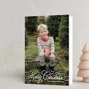 "Christmas Scripts" - Holiday Cards in Snow by Kristen Smith - Folded Card