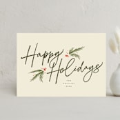 "Holiday Script" - Holiday Cards in Eggnog by Robert and Stella - Front
