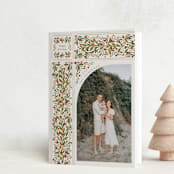 "Folk Ribbon" - Holiday Cards in Vanilla by Jackie Crawford - Folded Card