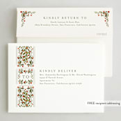 "Folk Ribbon" - Holiday Cards in Vanilla by Jackie Crawford - FREE Recipient Addressing